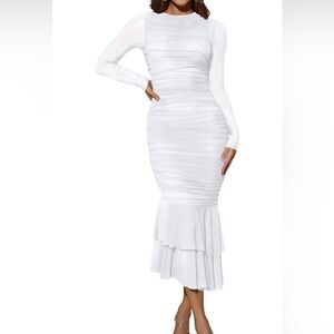 Elegant White Long Sleeve Dress